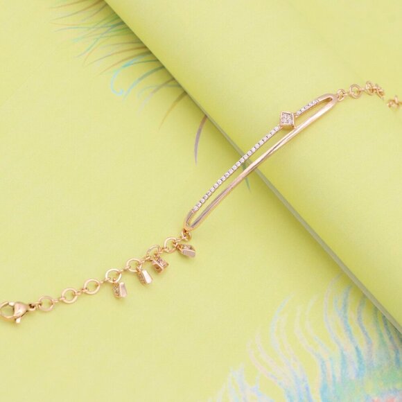 "Elegant Rose Gold Chain Bracelet with Cubic Zirconia Detailing, XPBL0974 - Picture 3 of 12